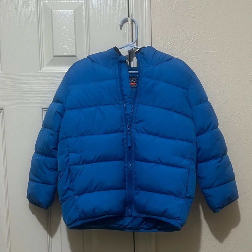 The Children's Place Vibrant Blue Puffer Jacket with hoodie